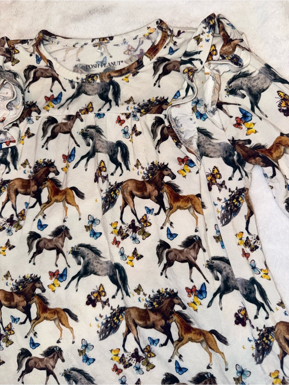 Posh Peanut Claire Horses Butterflies Long Sleeve Ruffle Twirl Dress 5/6T - Picture 5 of 12
